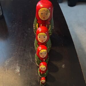 Set of Five Russian Matryoshka Nesting Wooden Traditional Dolls Made In China